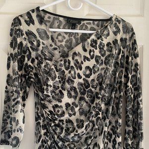 Dressbarn Collection black, silver, metallic animal print 3/4 long sleeve size M